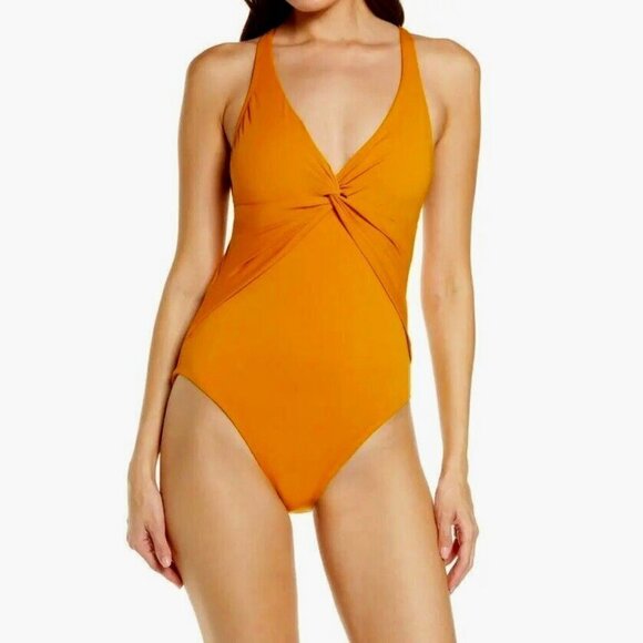 New Bleu Rod Beattie Twist & Shout Plunge Swimsuit Size 6 Front/back Twist - Picture 1 of 8